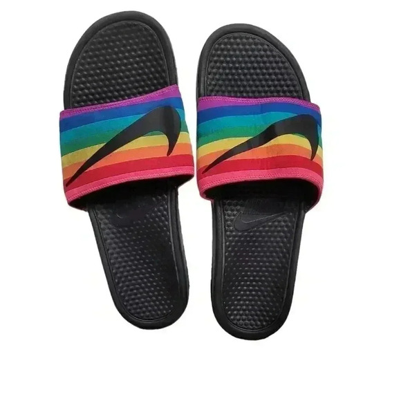 Nike rainbow Benassi Jdi Be True sandal slides 2019  men's sz 14 - Picture 1 of 6